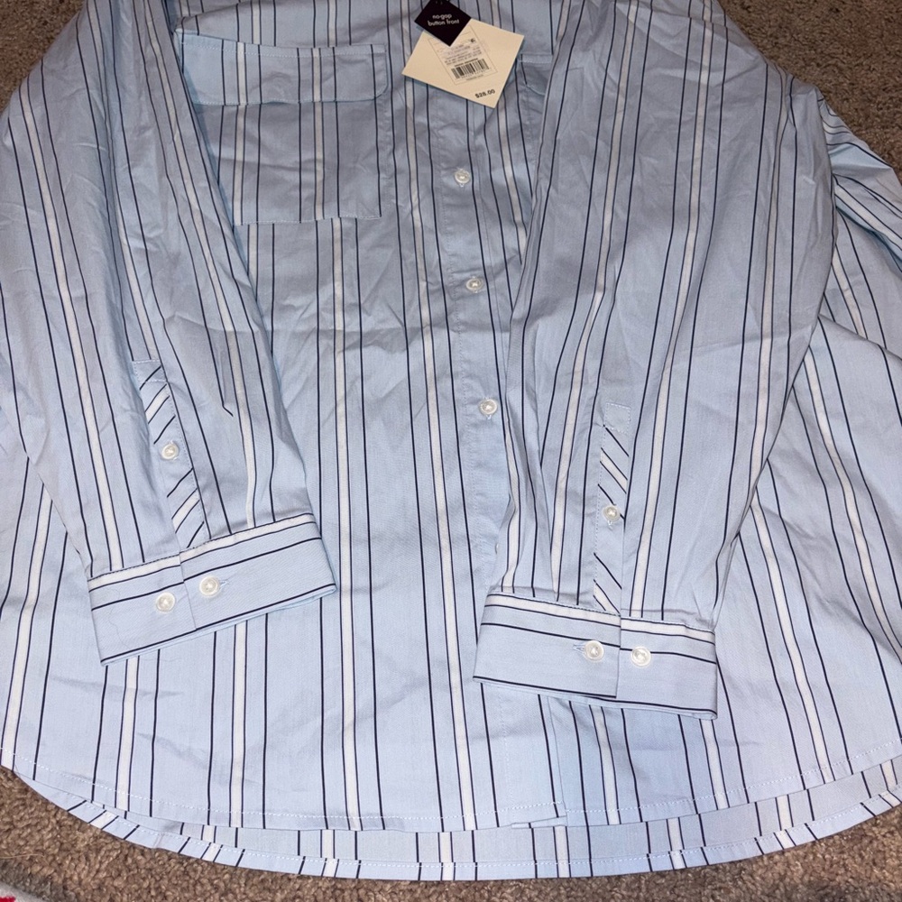 Ava & Viv Sky Blue Striped Button-Down Shirt - Picture 3 of 7